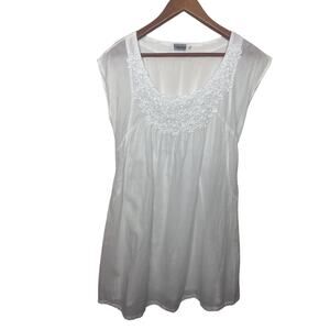 Siganka White Floral 100% Cotton Long Tunic Top Women’s Sz Small Casual